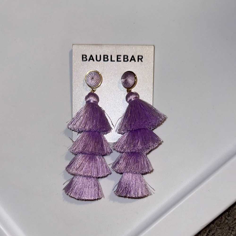 BaubleBar Purple Cascading Tassel Earrings